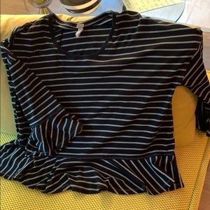 We the Free Ruffled Bottom Striped Shirt